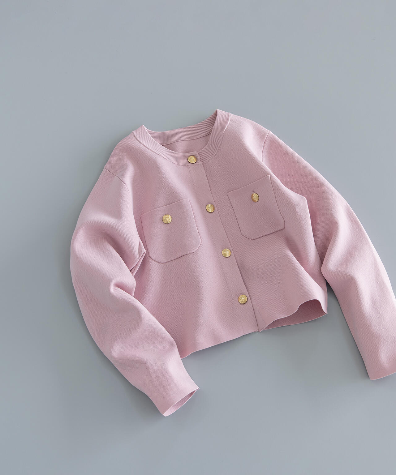 エンブレムボタンニットジャケット