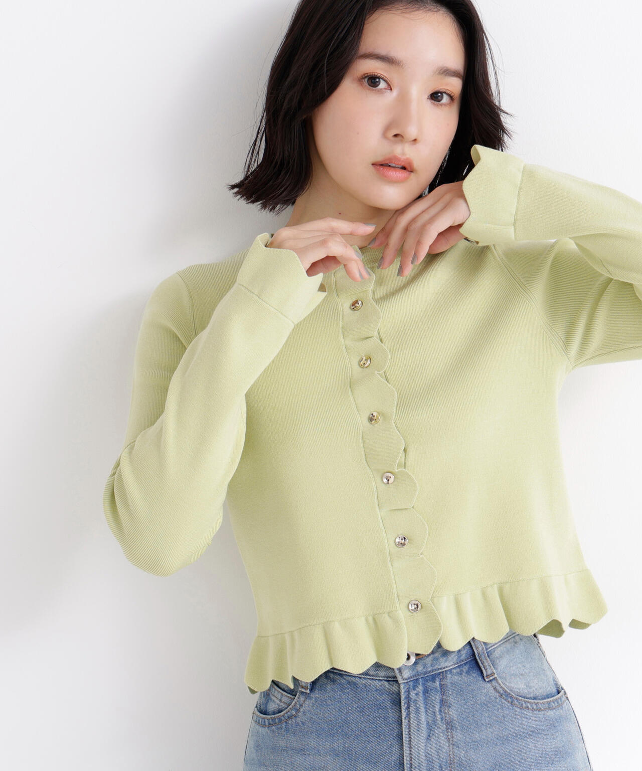 メタルボタンフリルカーディガン | NATURAL BEAUTY BASIC（ナチュラル