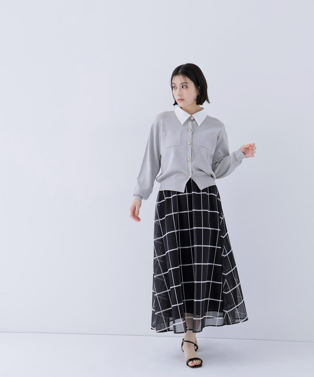 2wayカラーニットカーディガン