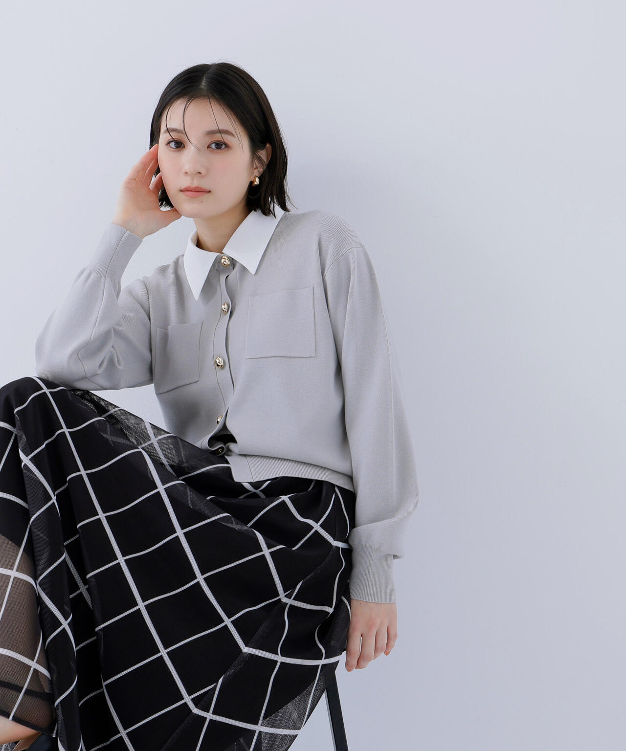 2wayカラーニットカーディガン