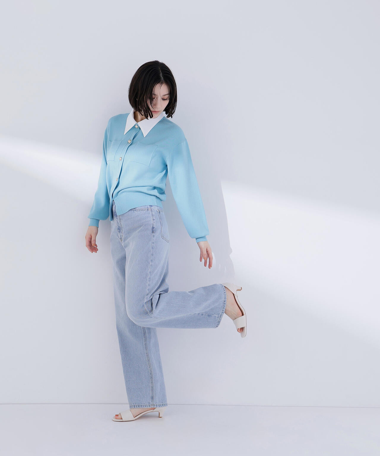 2wayカラーニットカーディガン