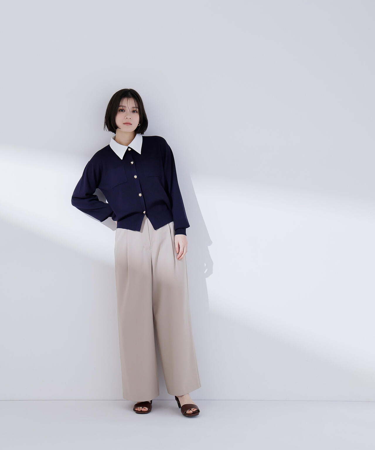 2wayカラーニットカーディガン