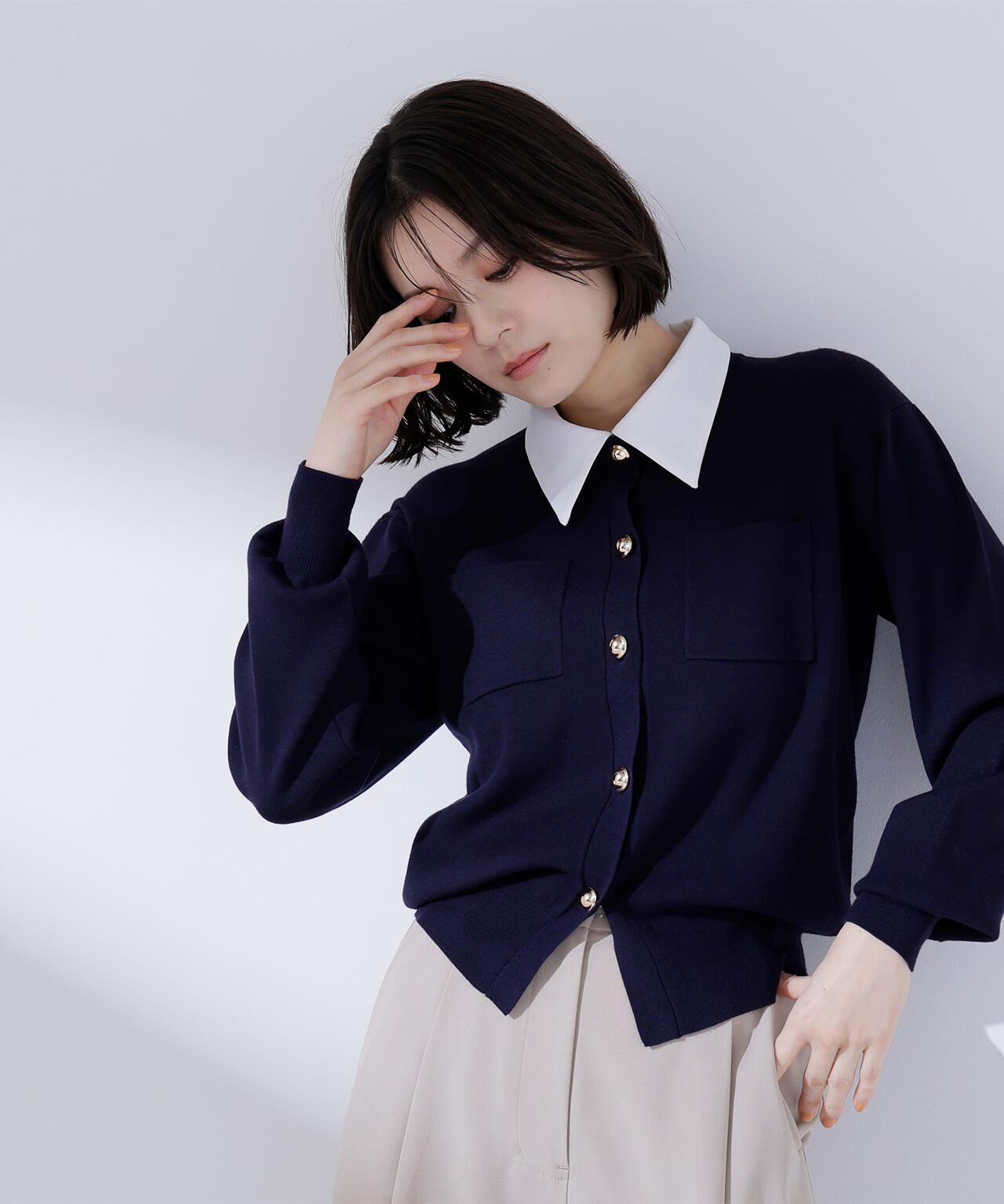 2wayカラーニットカーディガン