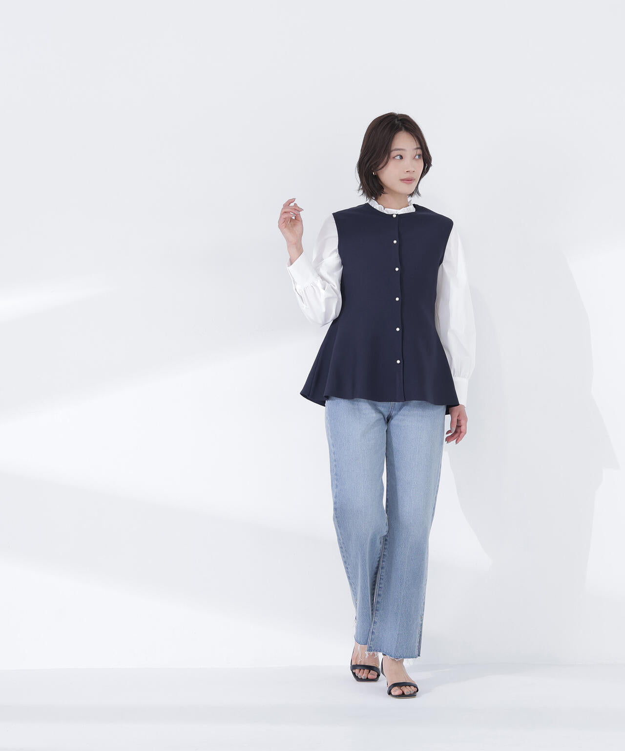 アメノチハレパールペプラムニットジレ green label relaxing（グリーンレーベルリラクシング）の「プチ