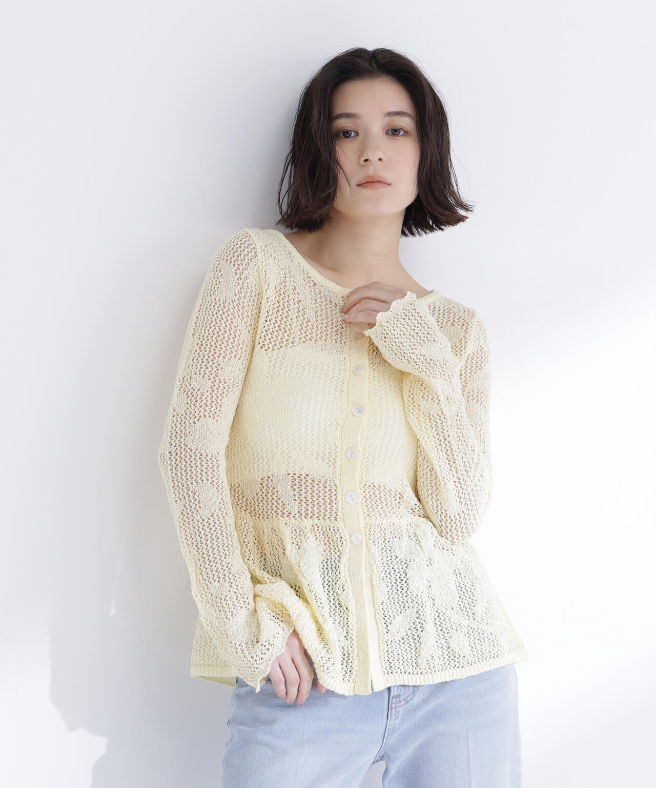 フラワーレースペプラムニット | NATURAL BEAUTY BASIC（ナチュラル