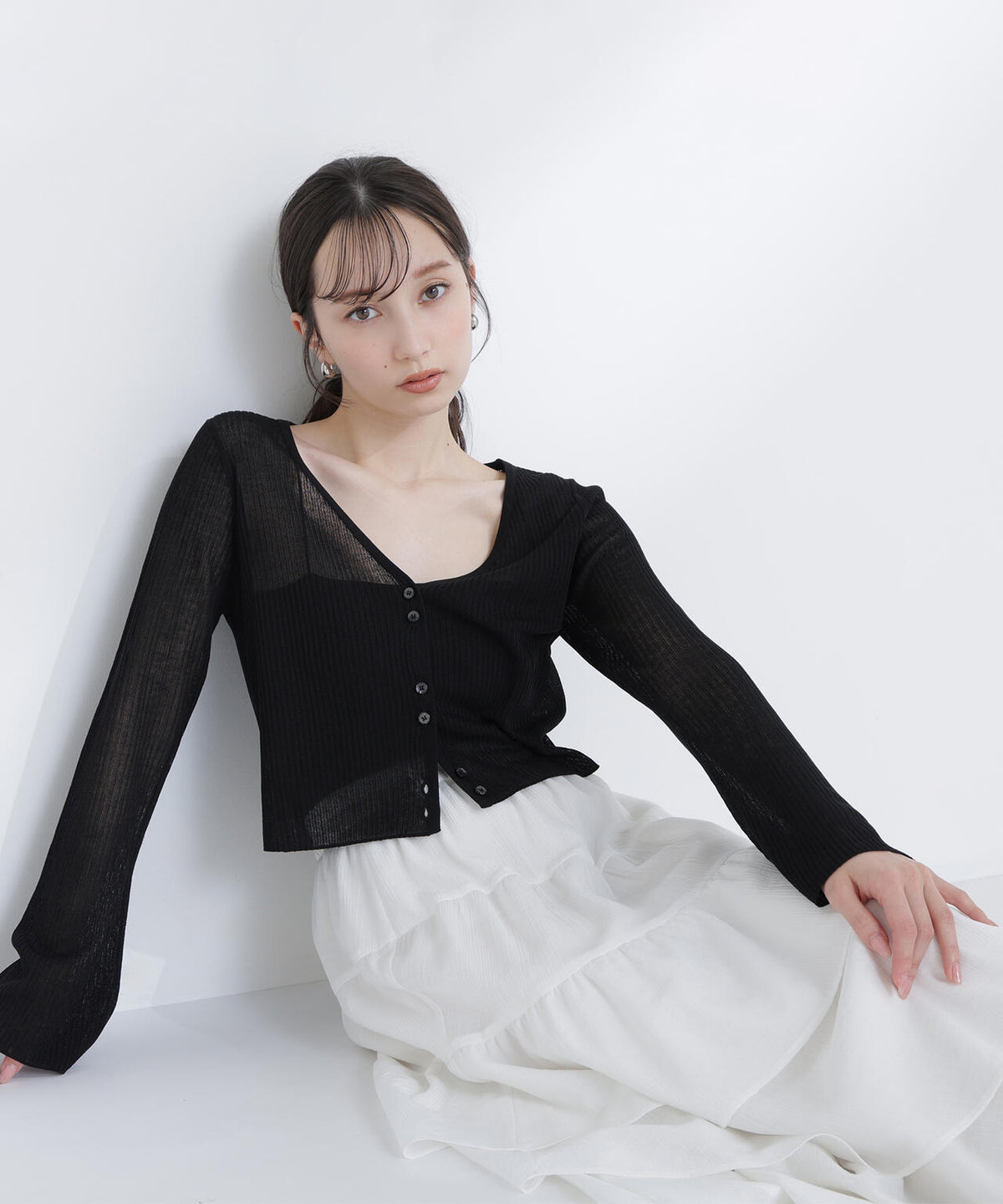 シアーリブクロップドカーディガン | NATURAL BEAUTY BASIC 