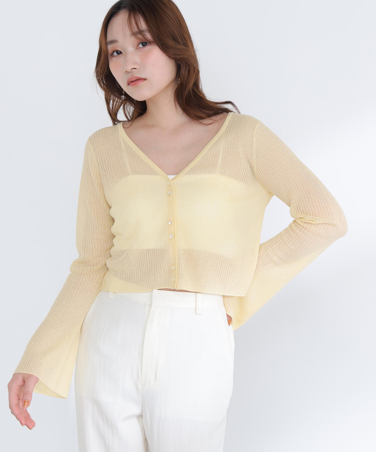 シアーリブクロップドカーディガン | NATURAL BEAUTY BASIC