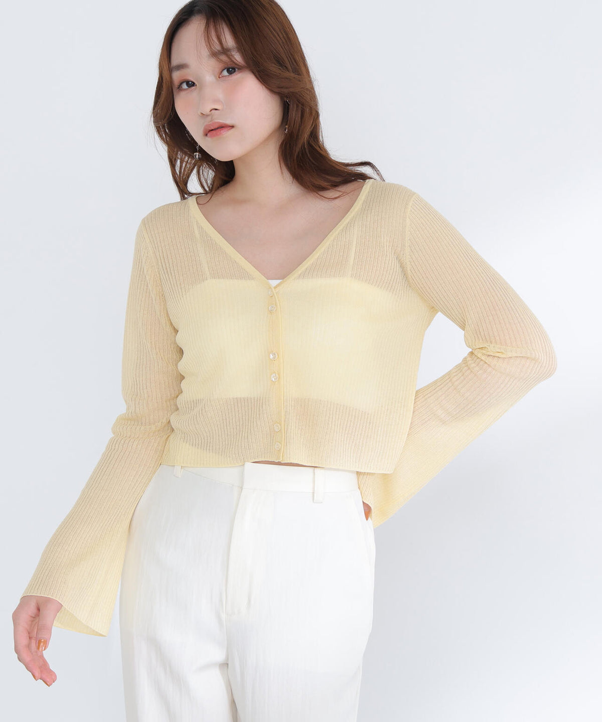 シアーリブクロップドカーディガン | NATURAL BEAUTY BASIC 