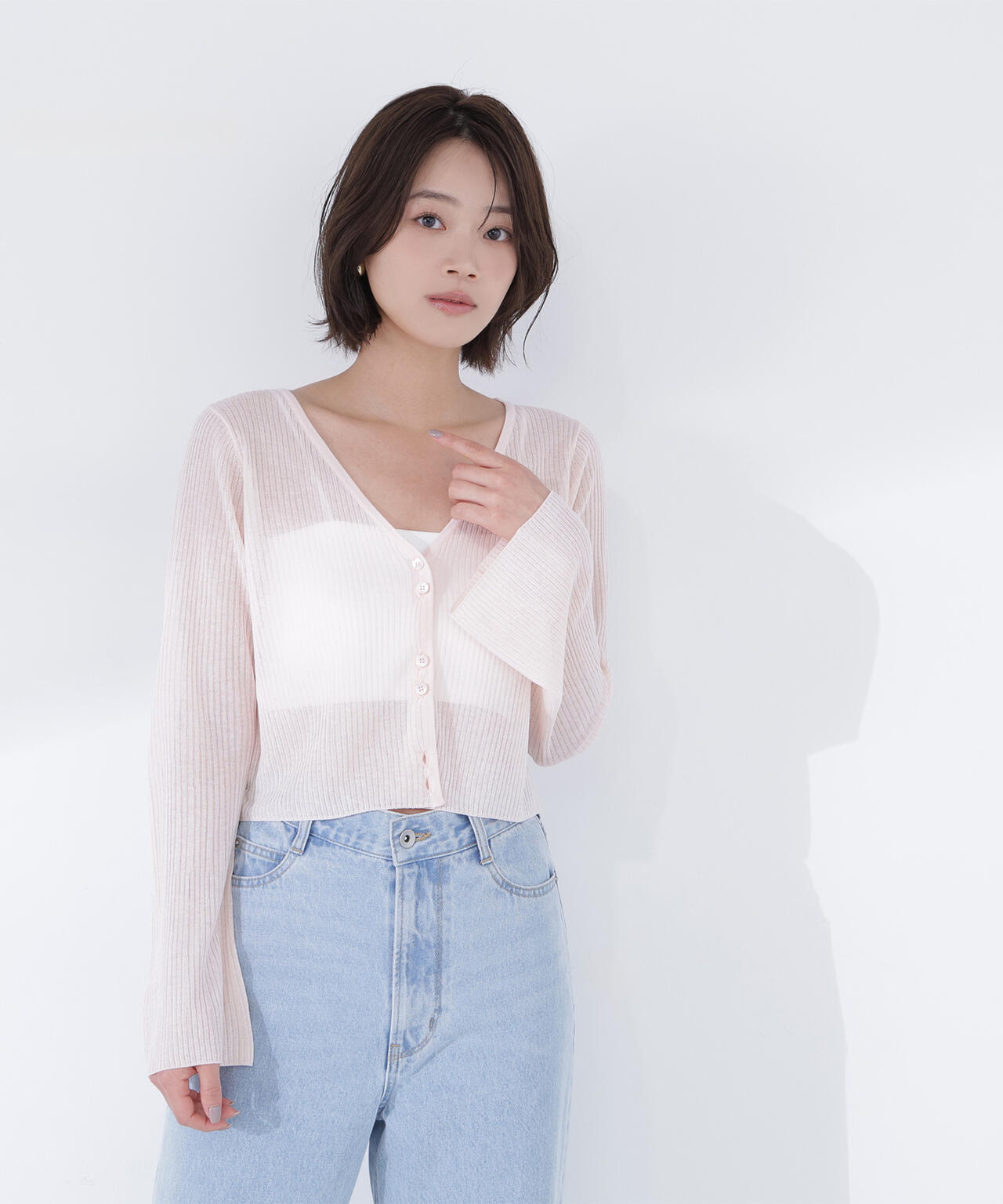 シアーリブクロップドカーディガン | NATURAL BEAUTY BASIC