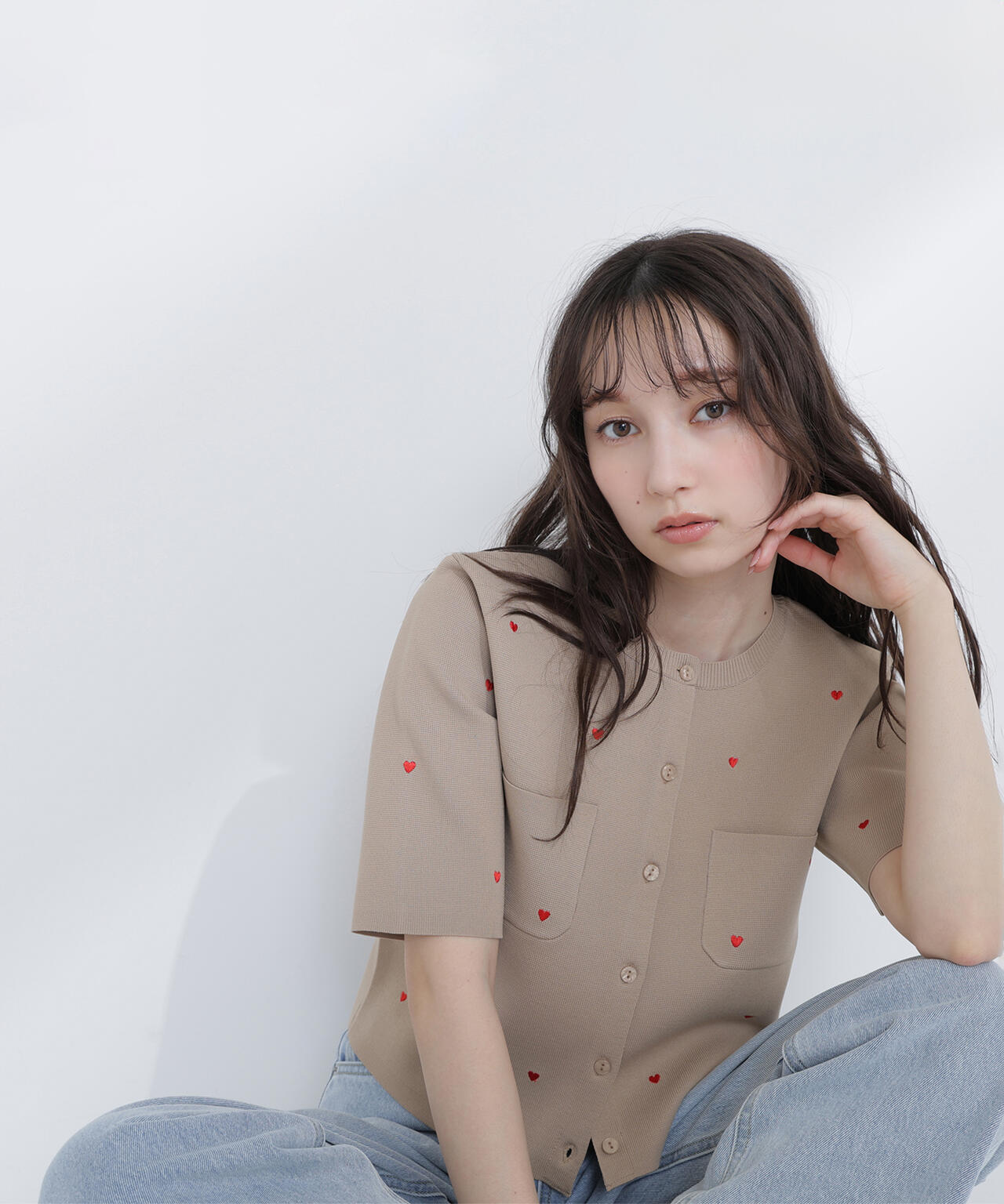 【Oggi.jp掲載】ハート刺繍ニットジャケット