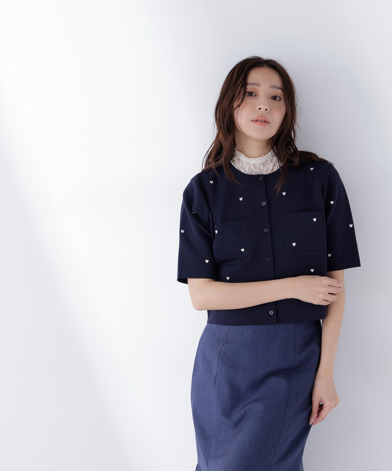 ハート刺繍ニットジャケット Oggi.jp掲載】ハート刺繍ニットジャケット | NATURAL BEAUTY BASIC