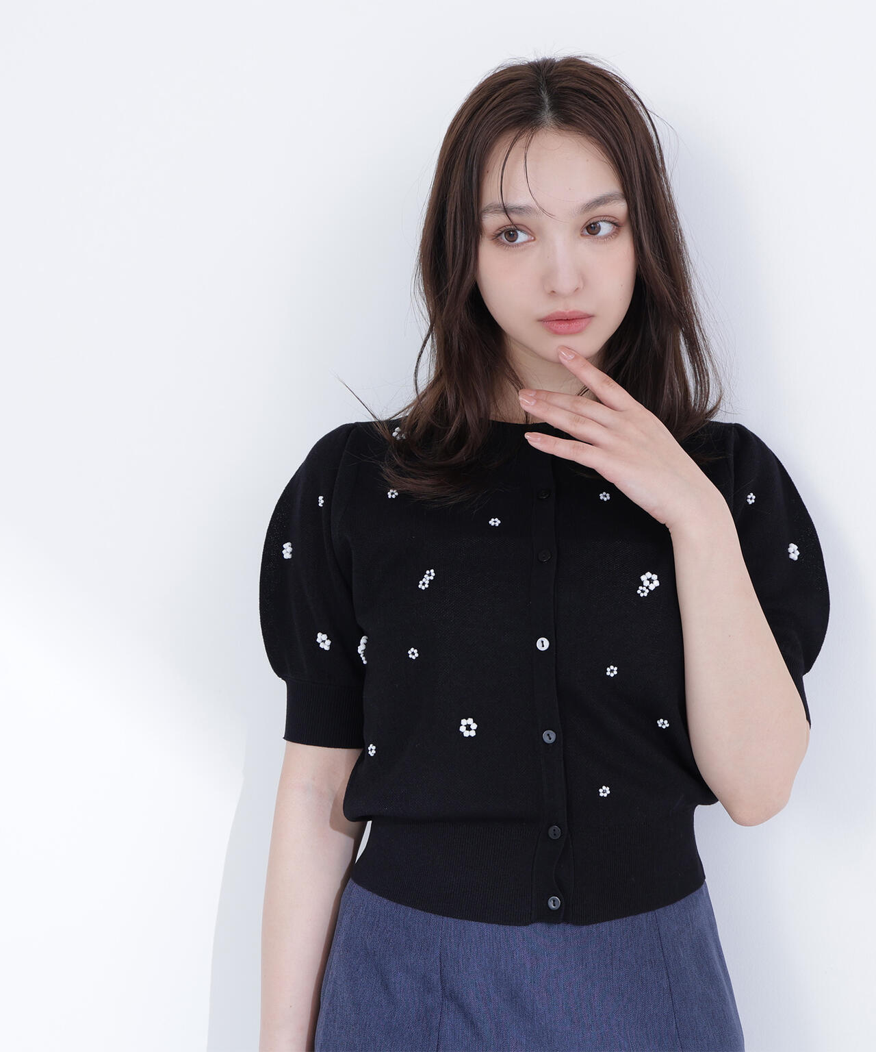 フラワービーズカーディガン | NATURAL BEAUTY BASIC（ナチュラル