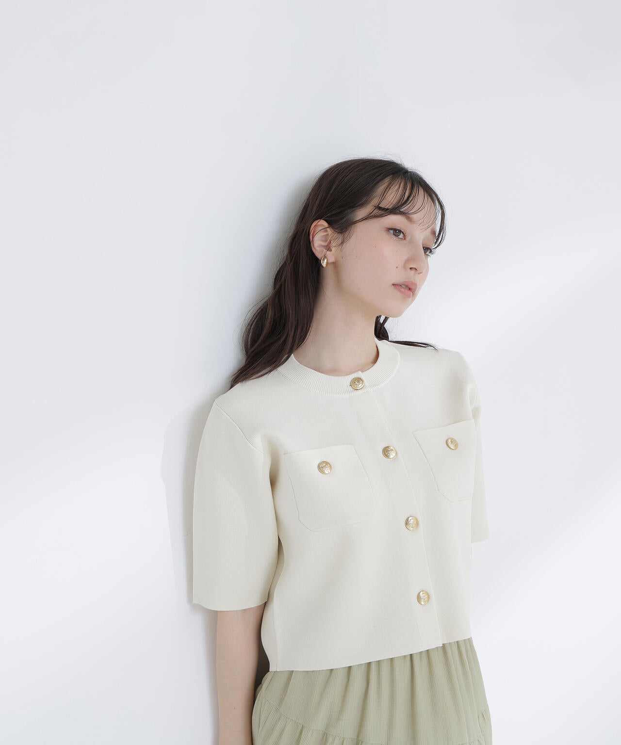 すぐ発送　NBB♥エンブレムボタンニットジャケット半袖 エンブレムボタンニットジャケット半袖 | NATURAL BEAUTY BASIC