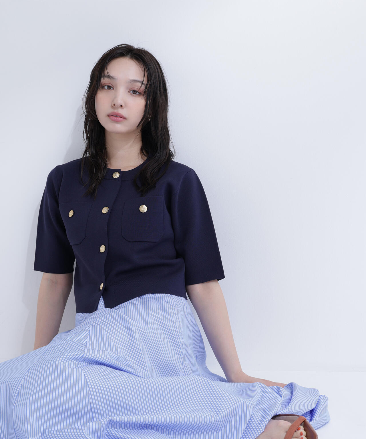 すぐ発送　NBB♥エンブレムボタンニットジャケット半袖 エンブレムボタンニットジャケット半袖 | NATURAL BEAUTY BASIC