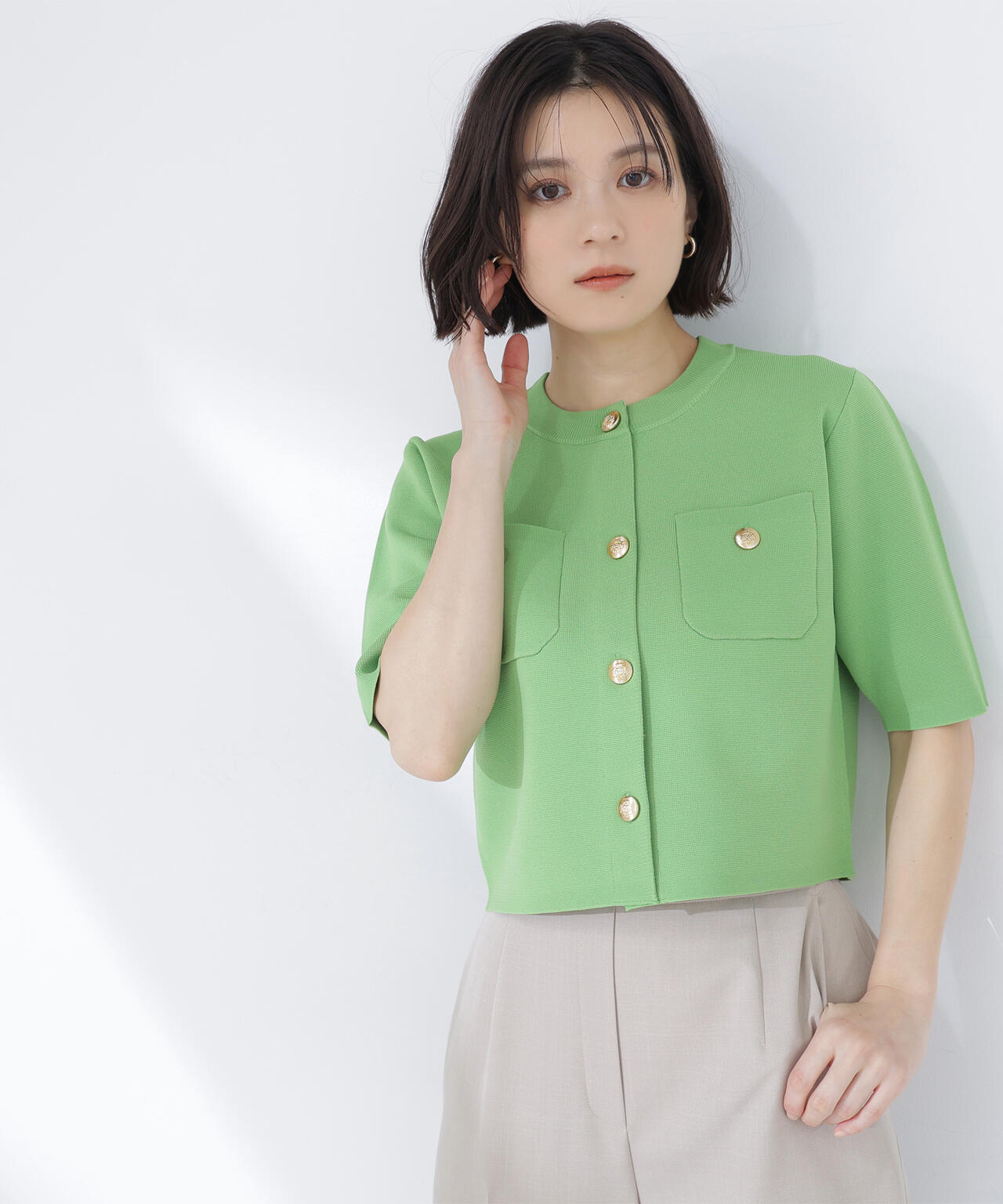 すぐ発送　NBB♥エンブレムボタンニットジャケット半袖 エンブレムボタンニットジャケット半袖 | NATURAL BEAUTY BASIC