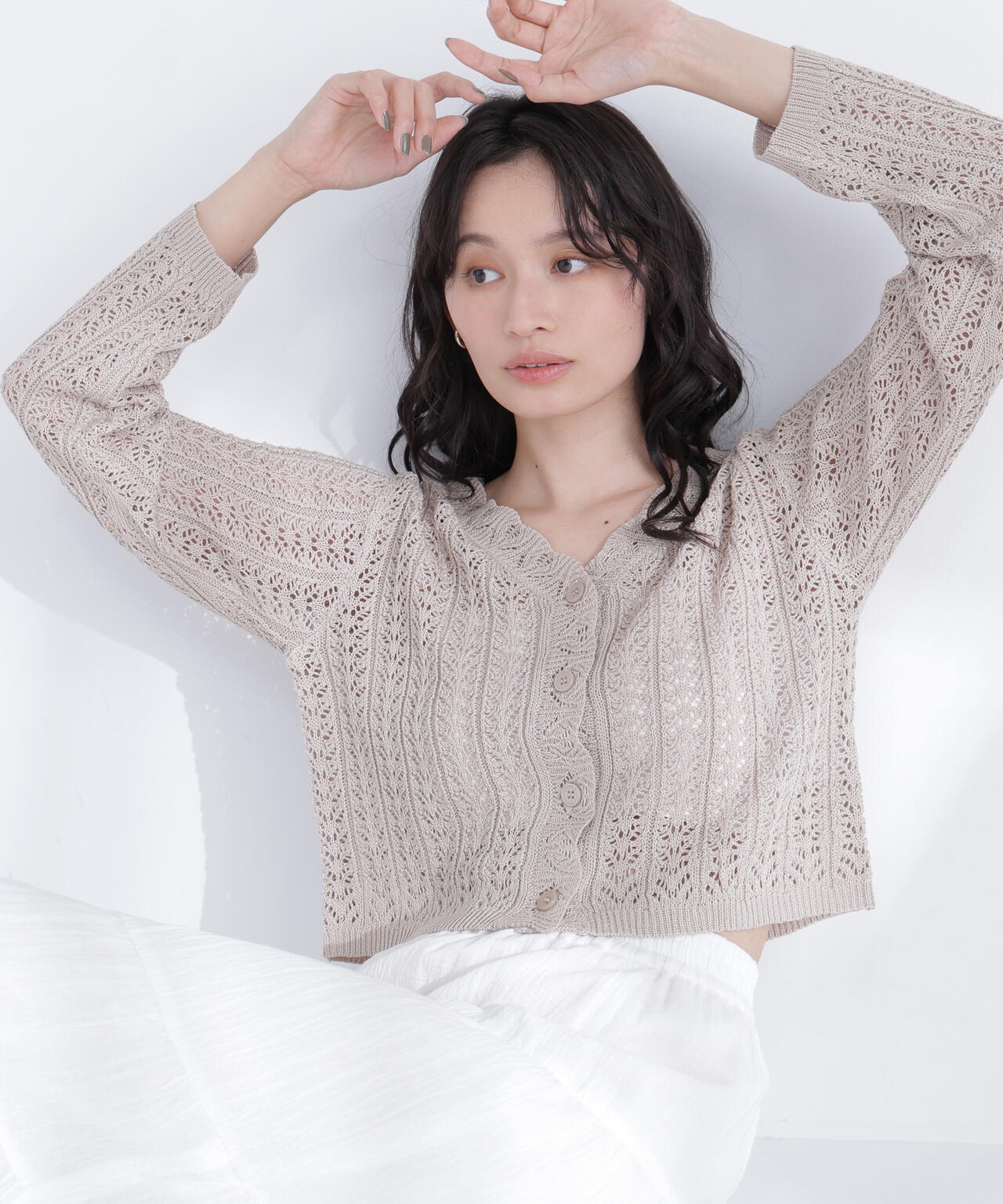 クロシェニットカーディガン | NATURAL BEAUTY BASIC（ナチュラル