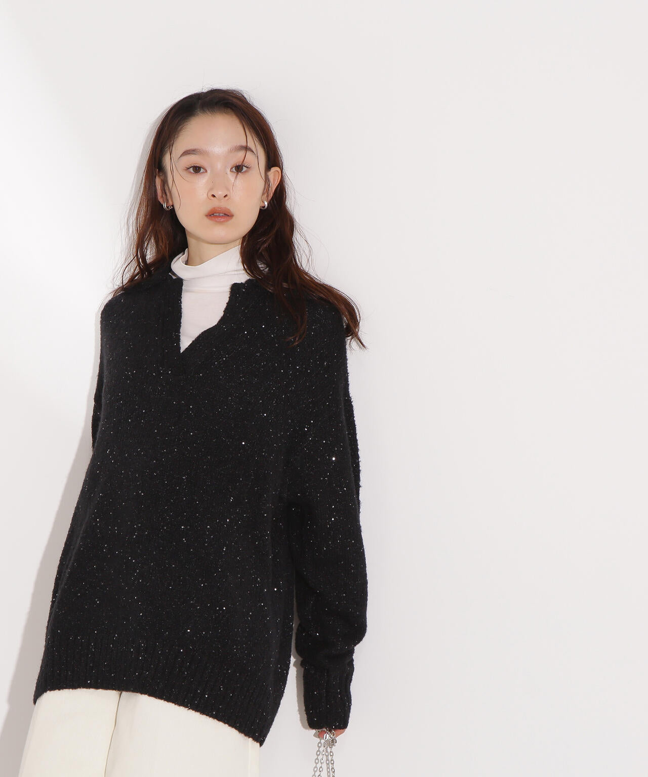 【美品】VALENTINO⭐️スパンコール襟 ニットワンピース M ブラック スパンコールスキッパーニット | N. Natural Beauty Basic*（エヌ