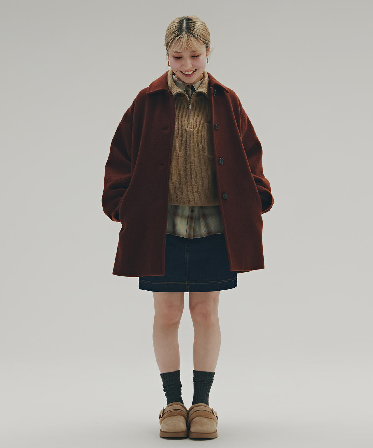 信ちゃんJ∞QUALITY日本製ニット調ブーマージャケットベージ総裏仕立て ハーフジップオーバーニット | N. Natural Beauty Basic*（エヌ