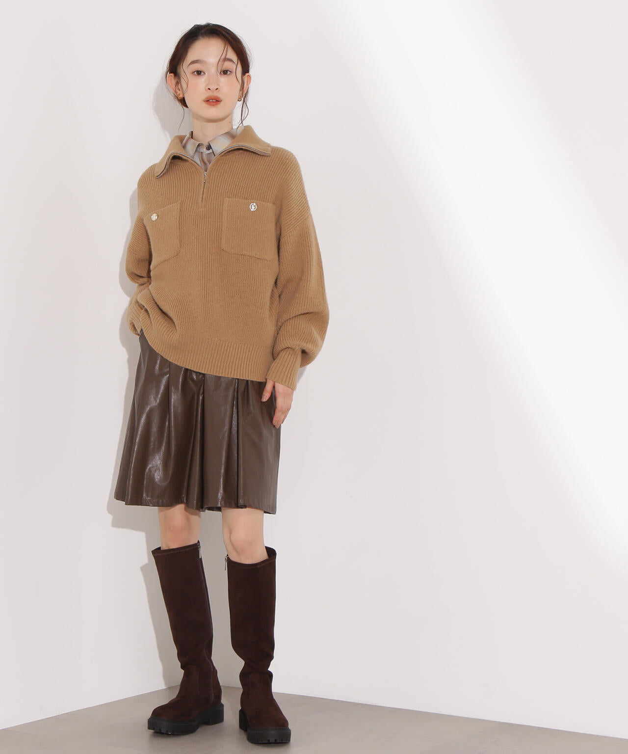 タグ付美品♪バトナー ハーフジップニット セーター ベージュ F tb1 タグ付美品♪バトナー ハーフジップニット セーター ベージュ F tb1