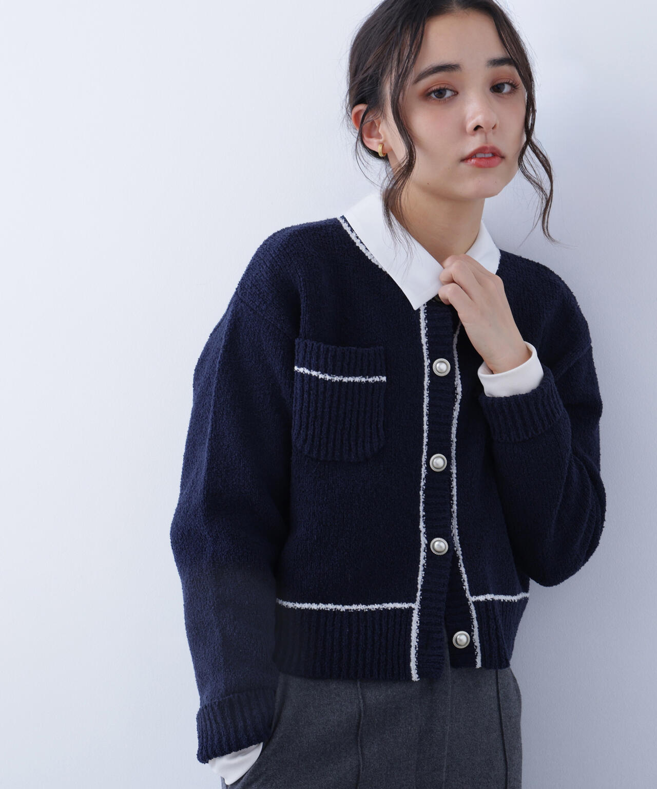 バイカラーラインポケットカーディガン | N. Natural Beauty Basic