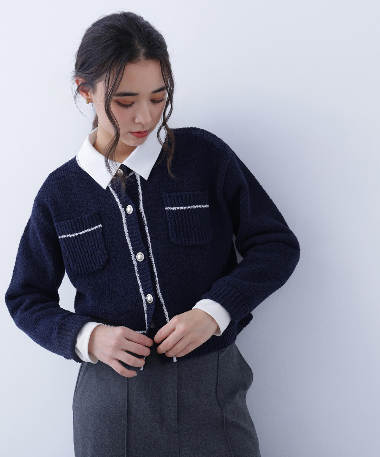 バイカラーラインポケットカーディガン | N. Natural Beauty Basic