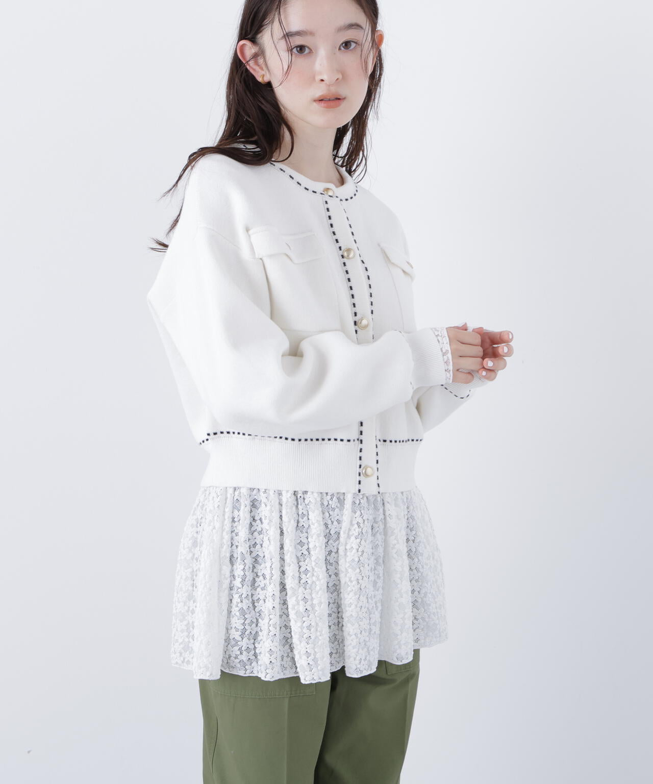 ステッチニットジャケット