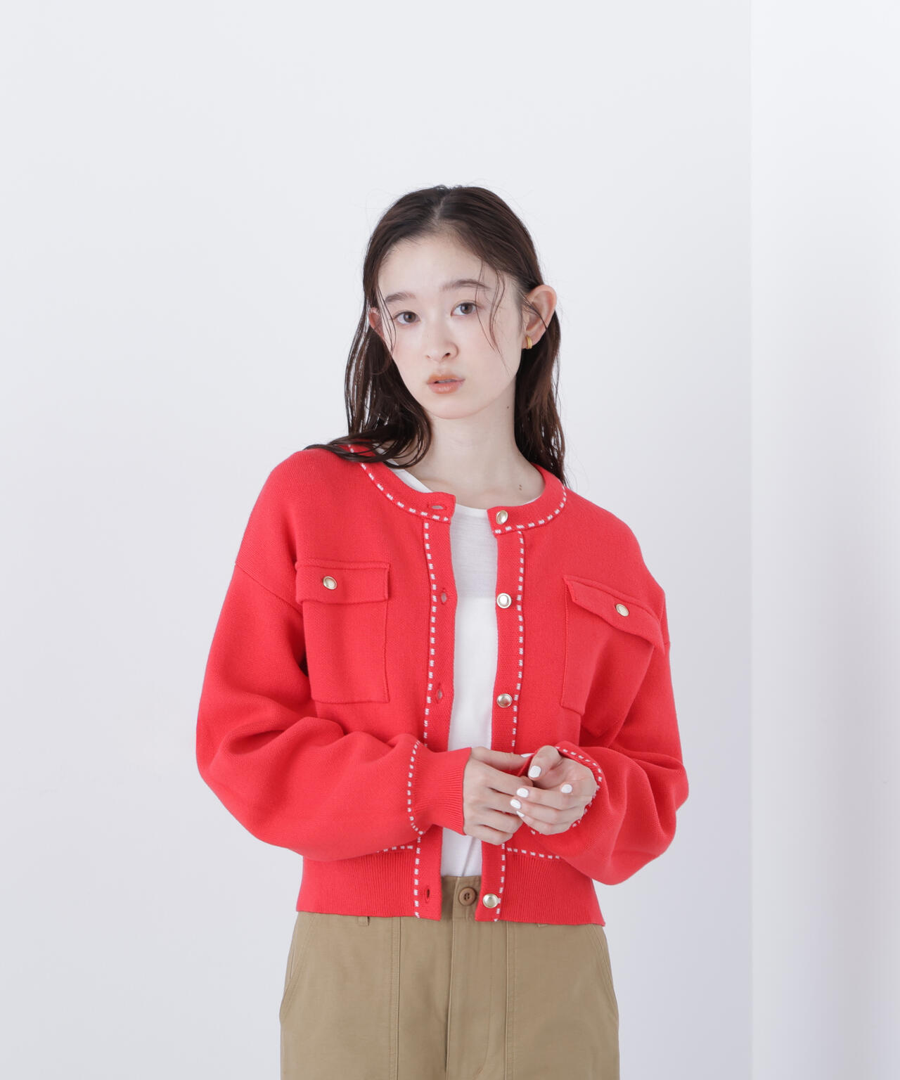 ステッチニットジャケット