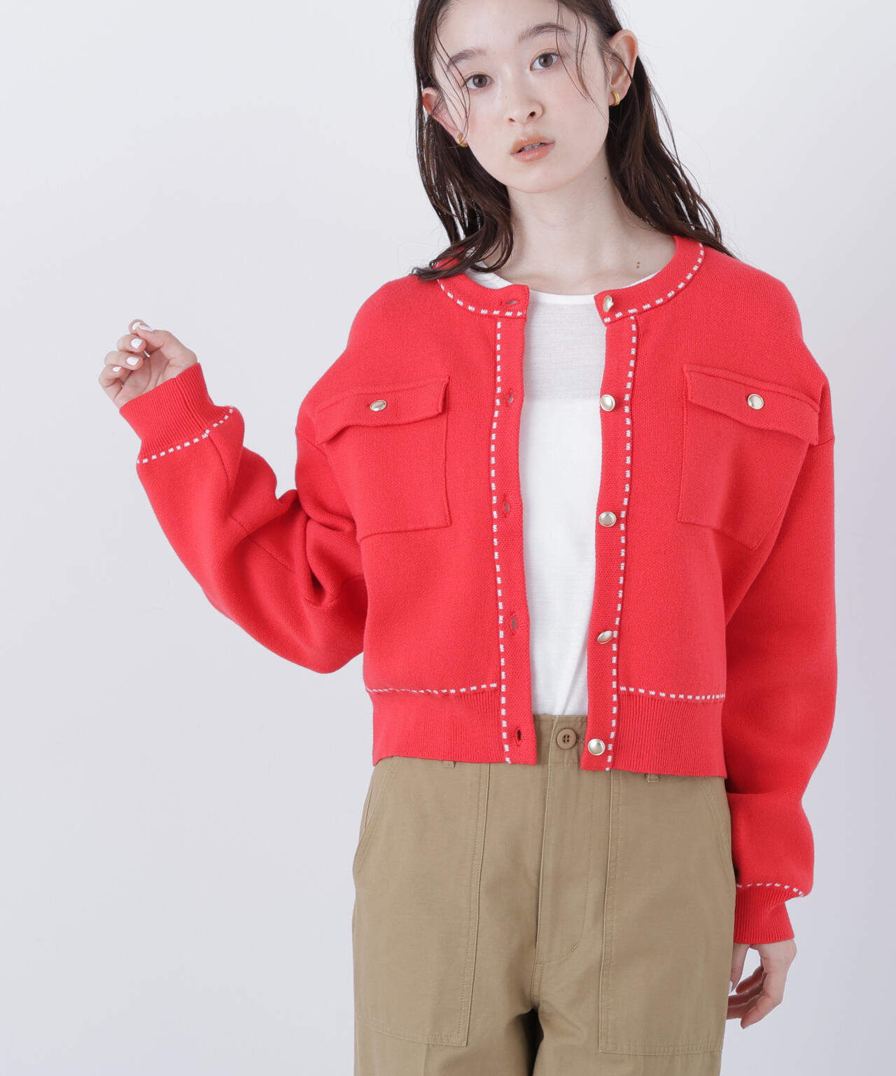 ステッチニットジャケット