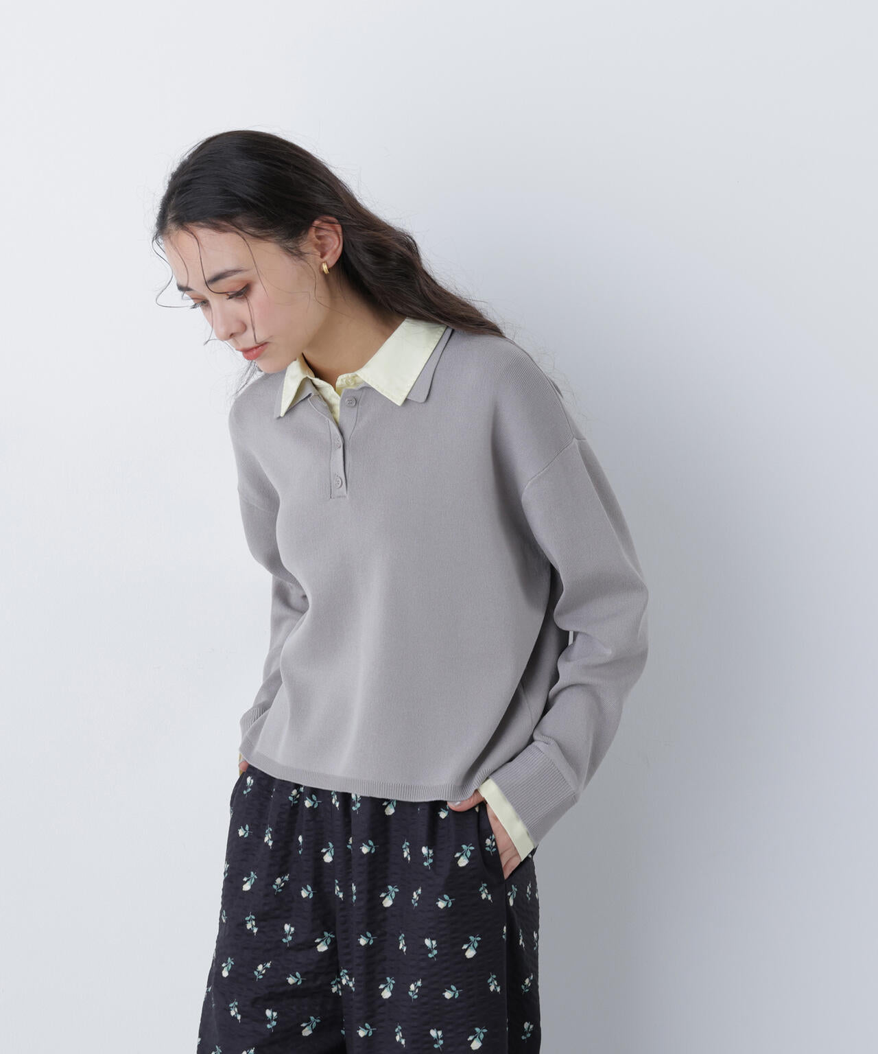 シャツレイヤードニット