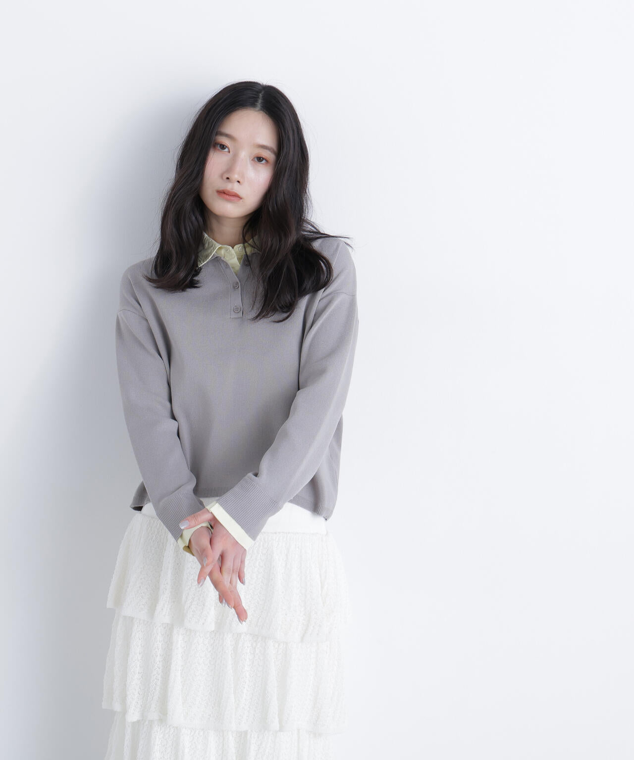 シャツレイヤードニット　ホワイト シャツレイヤードニット | N. Natural Beauty Basic*（エヌ ナチュラル