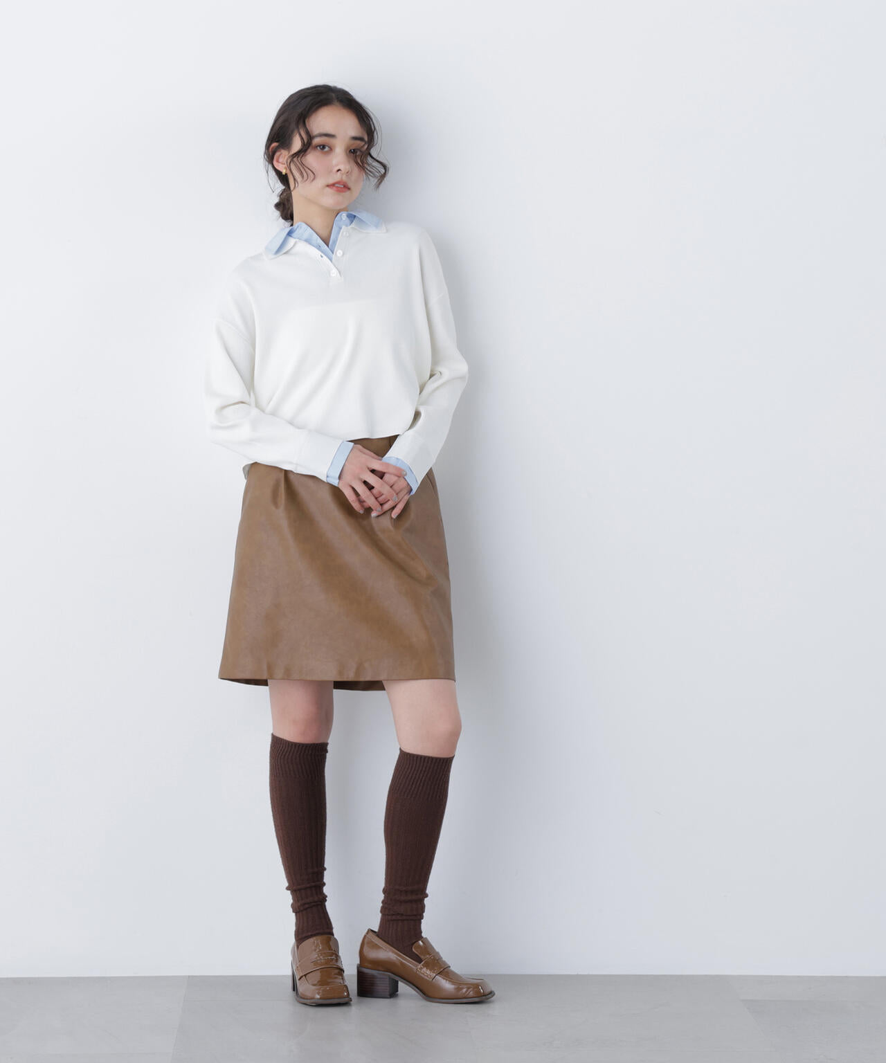 シャツレイヤードニット