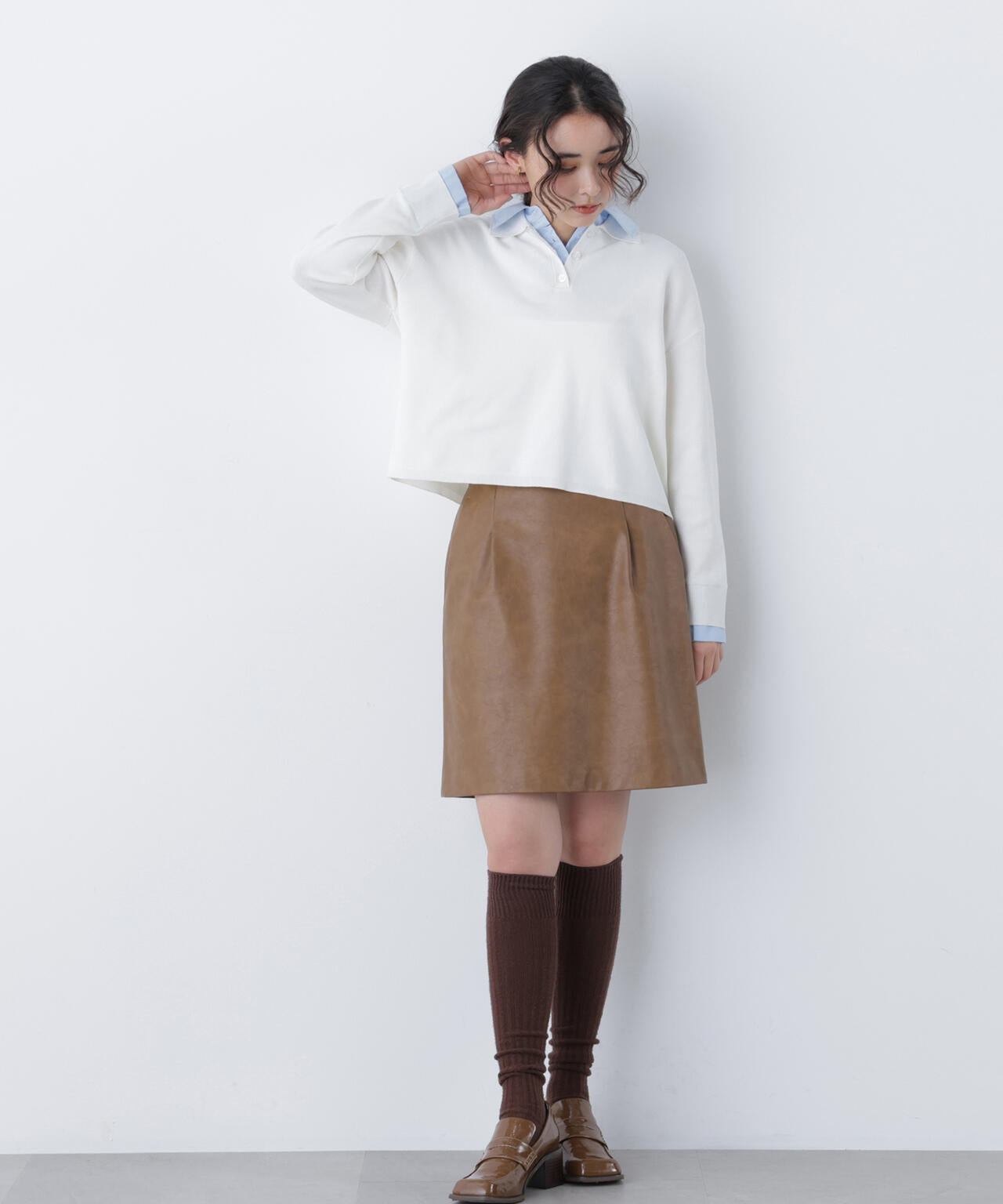 シャツレイヤードニット