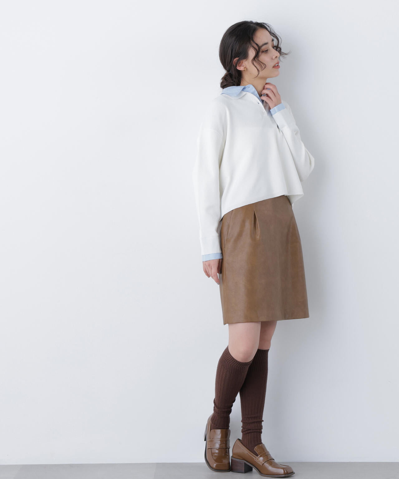 シャツレイヤードニット