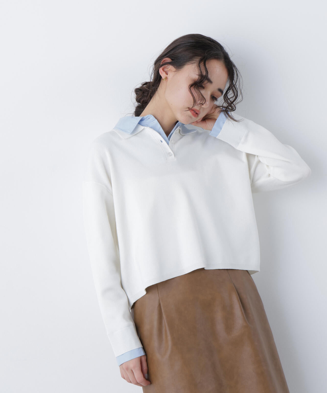 シャツレイヤードニット