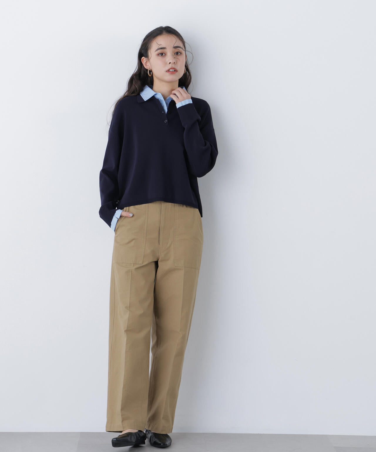 シャツレイヤードニット