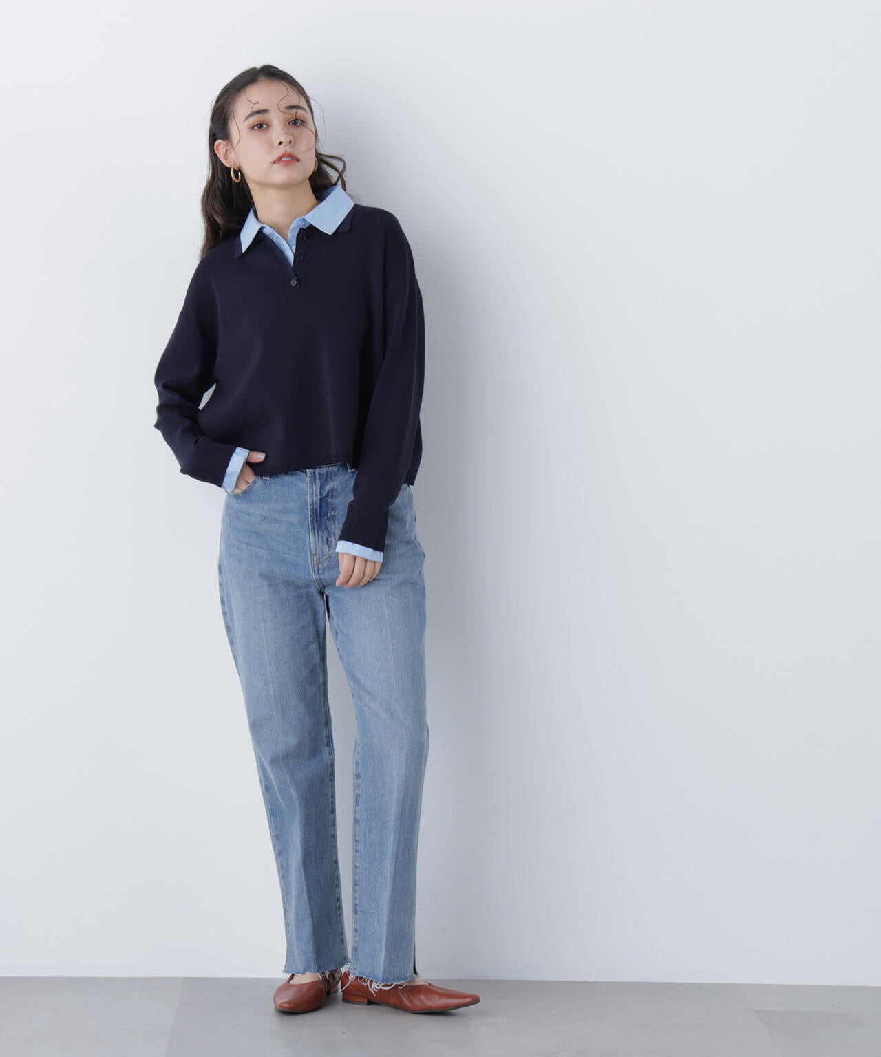 シャツレイヤードニット