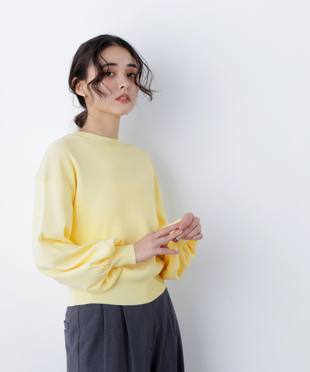 ロゴ刺繍スウェットライクニット