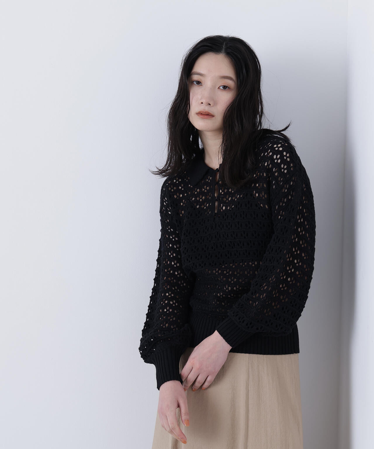 透かし編みポロニット