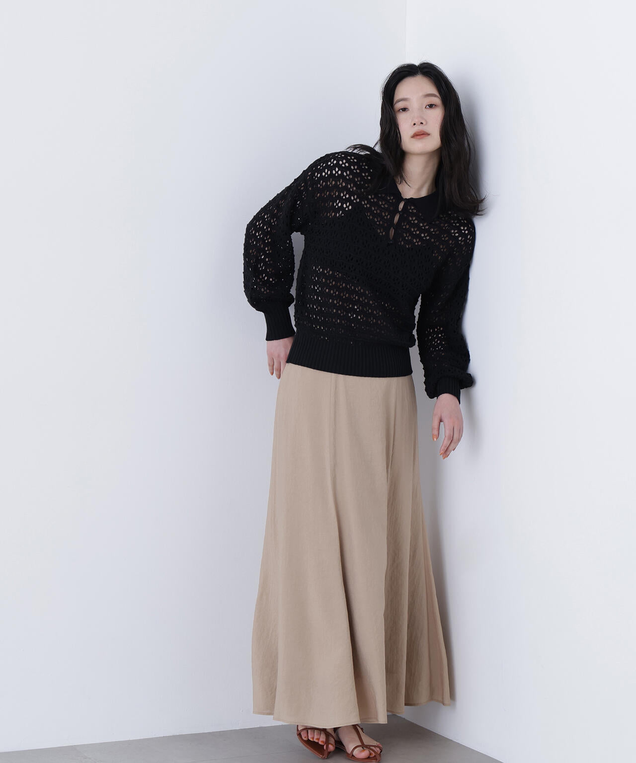 透かし編みポロニット