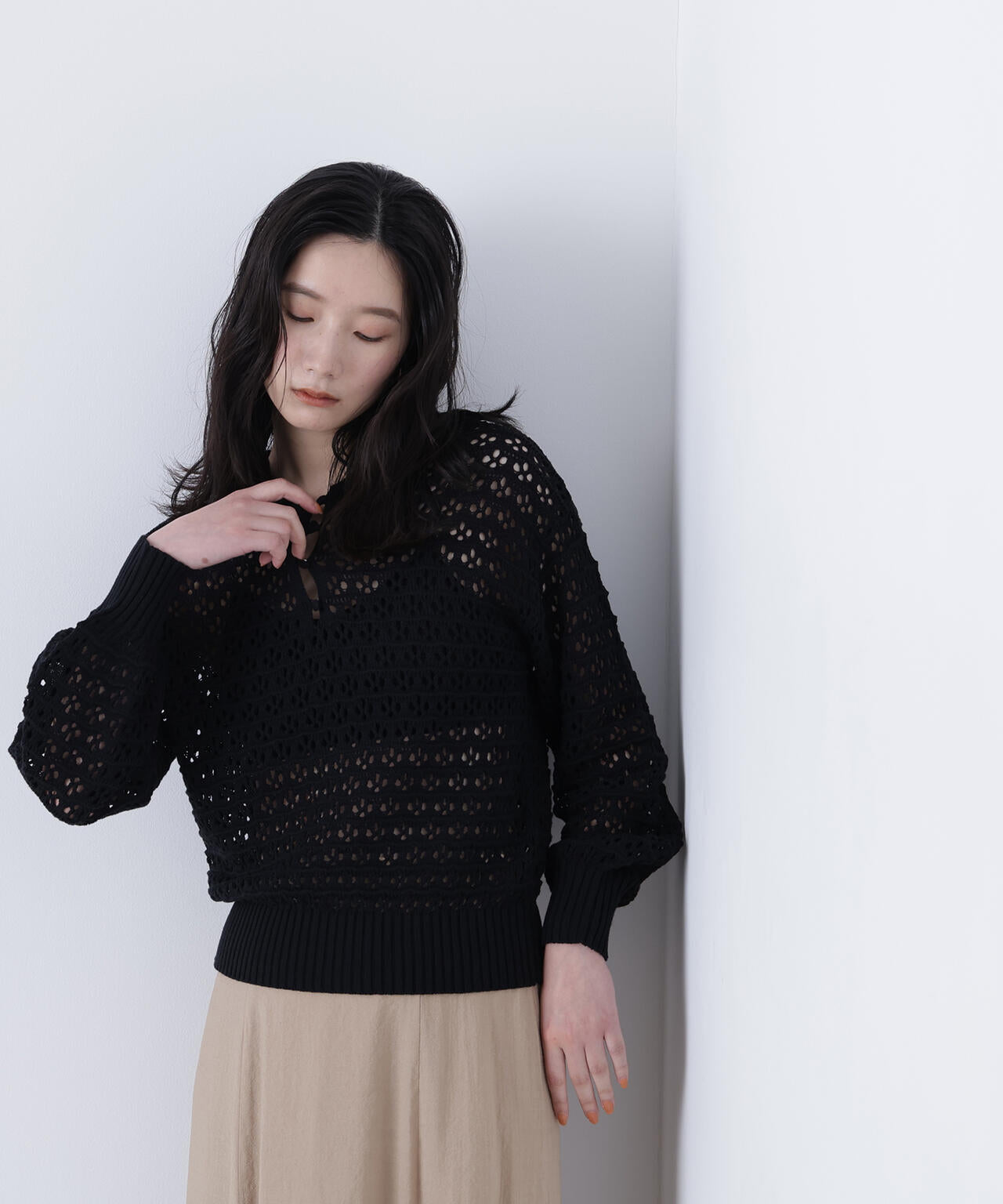 透かし編みポロニット | N. Natural Beauty Basic*（エヌ ナチュラル