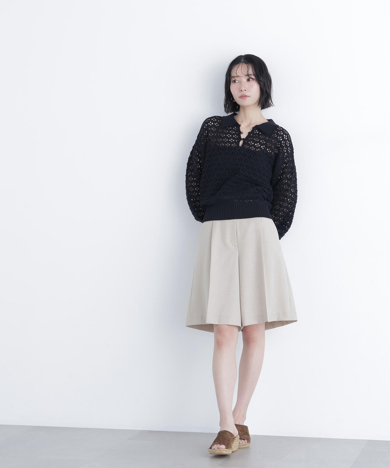 透かし編みポロニット