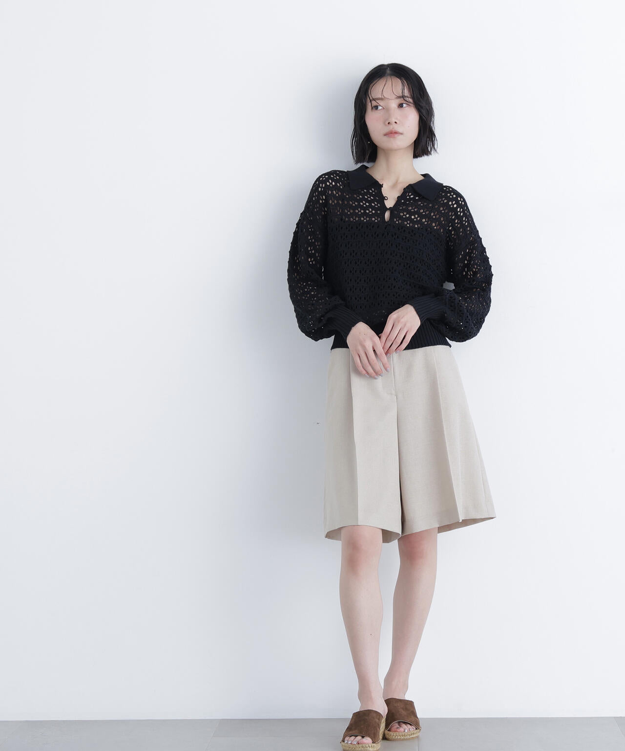 透かし編みポロニット