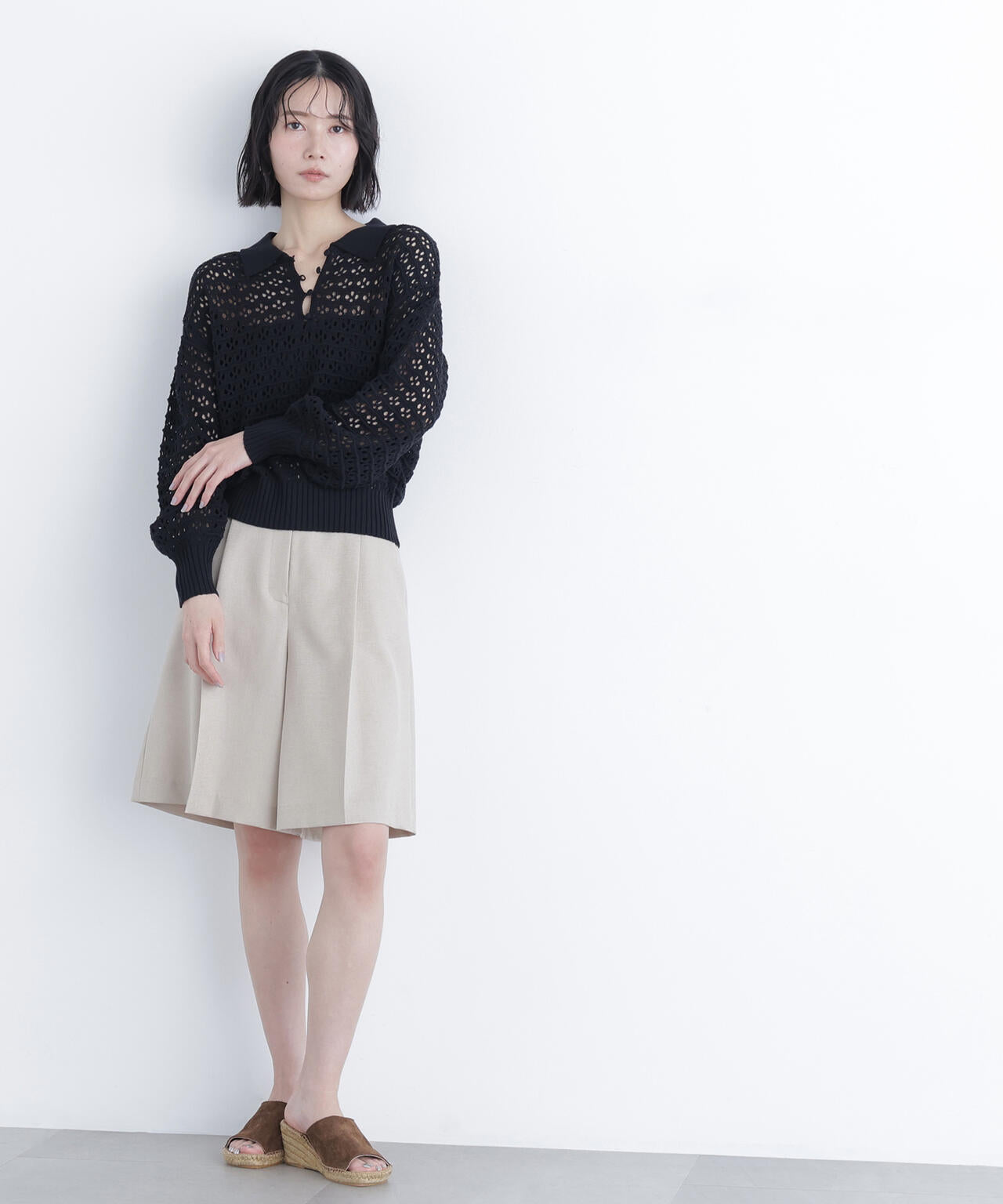 透かし編みポロニット