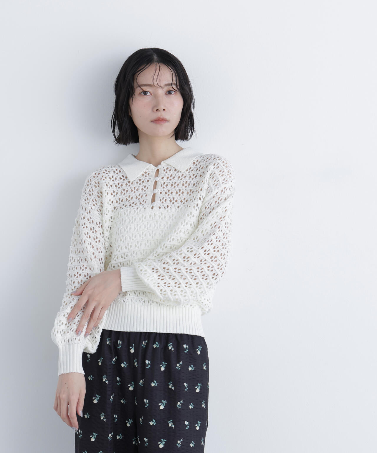 透かし編みポロニット