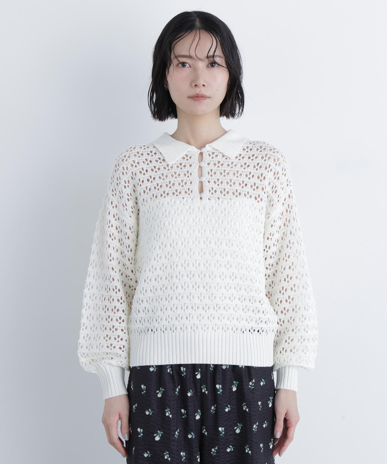 透かし編みポロニット