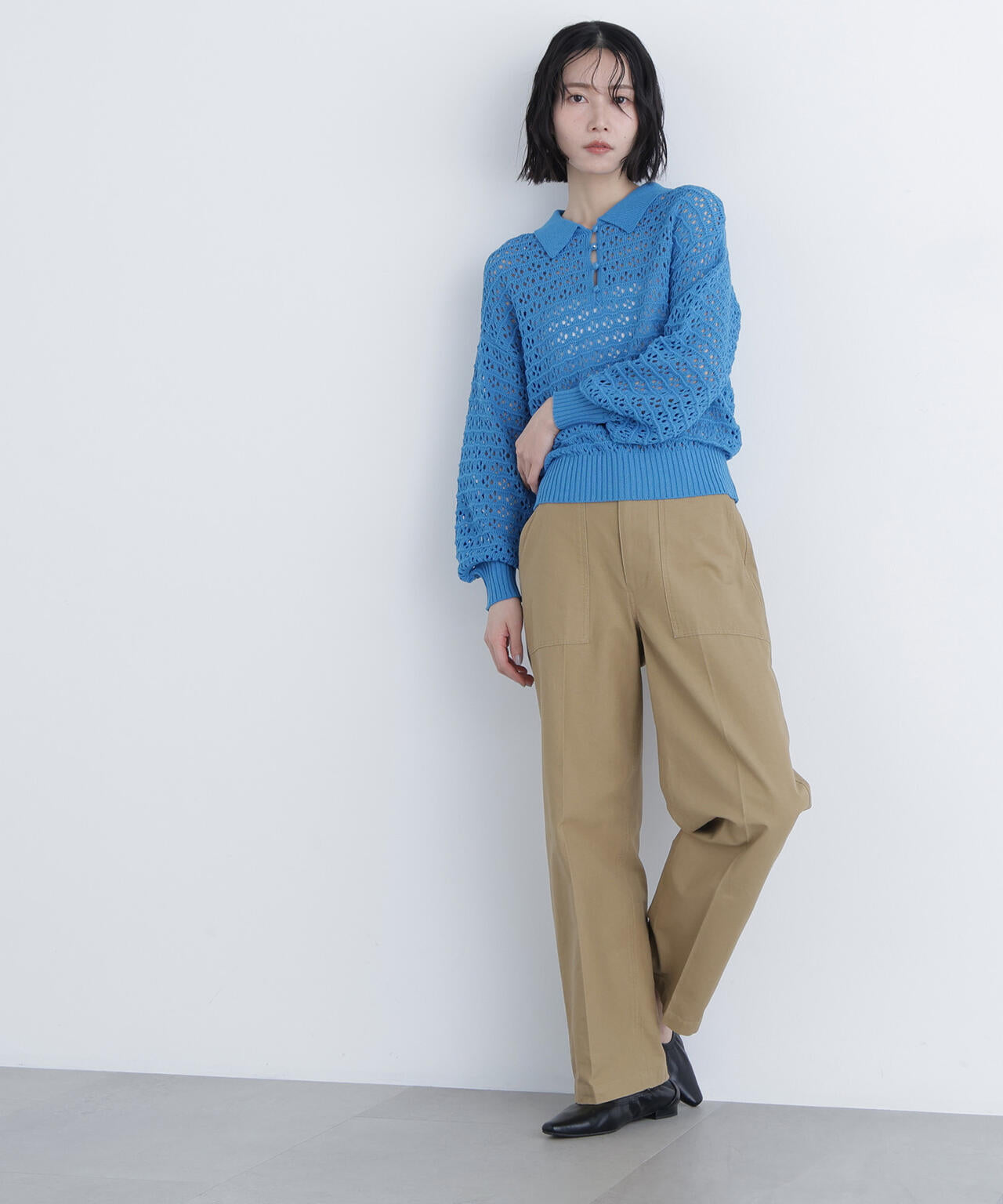 透かし編みポロニット