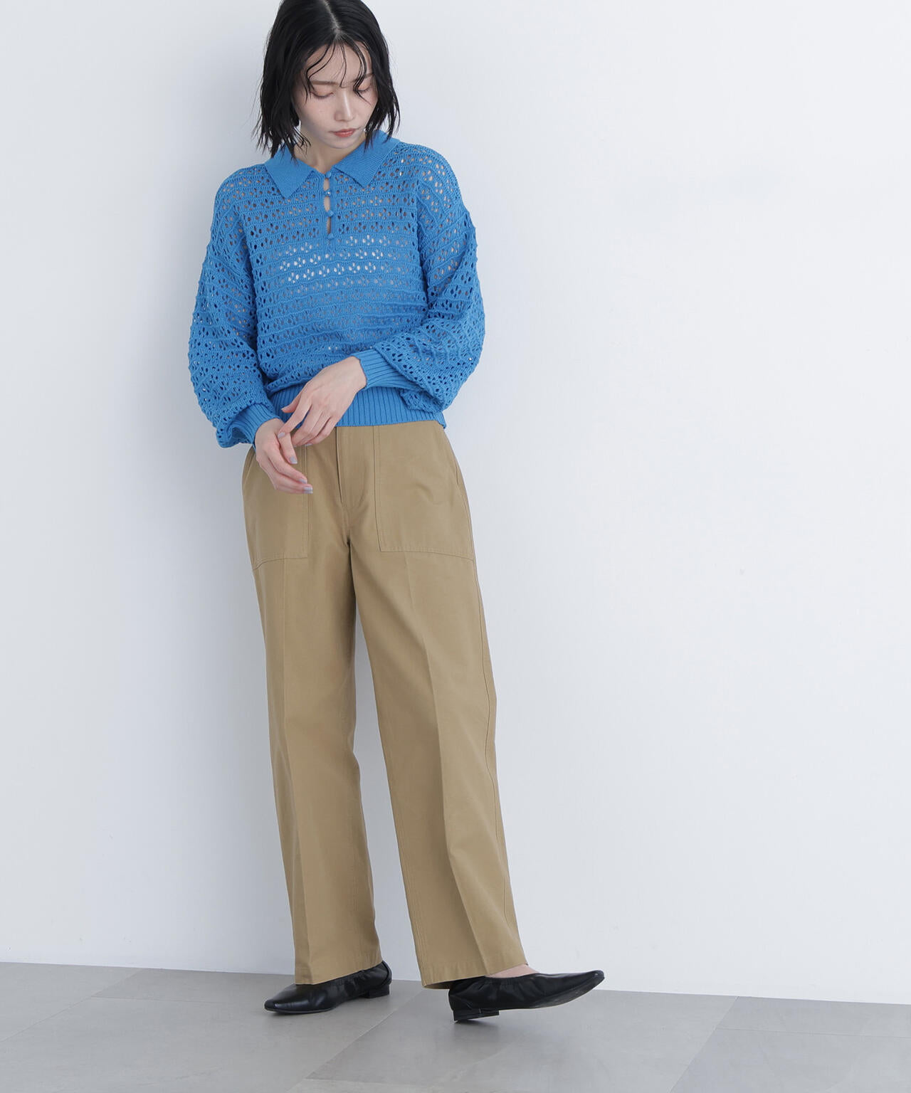 透かし編みポロニット