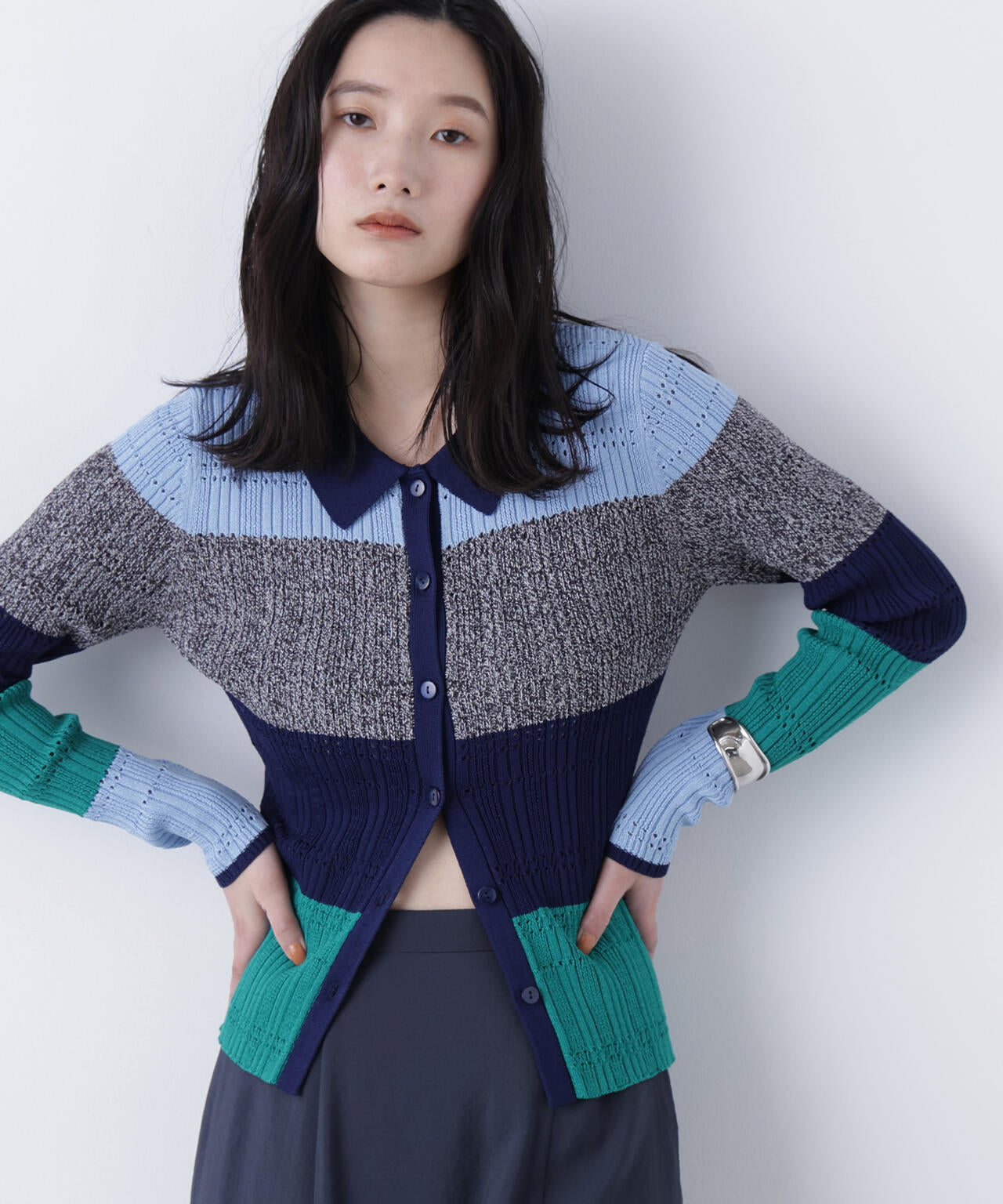 マルチカラーニットカーディガン