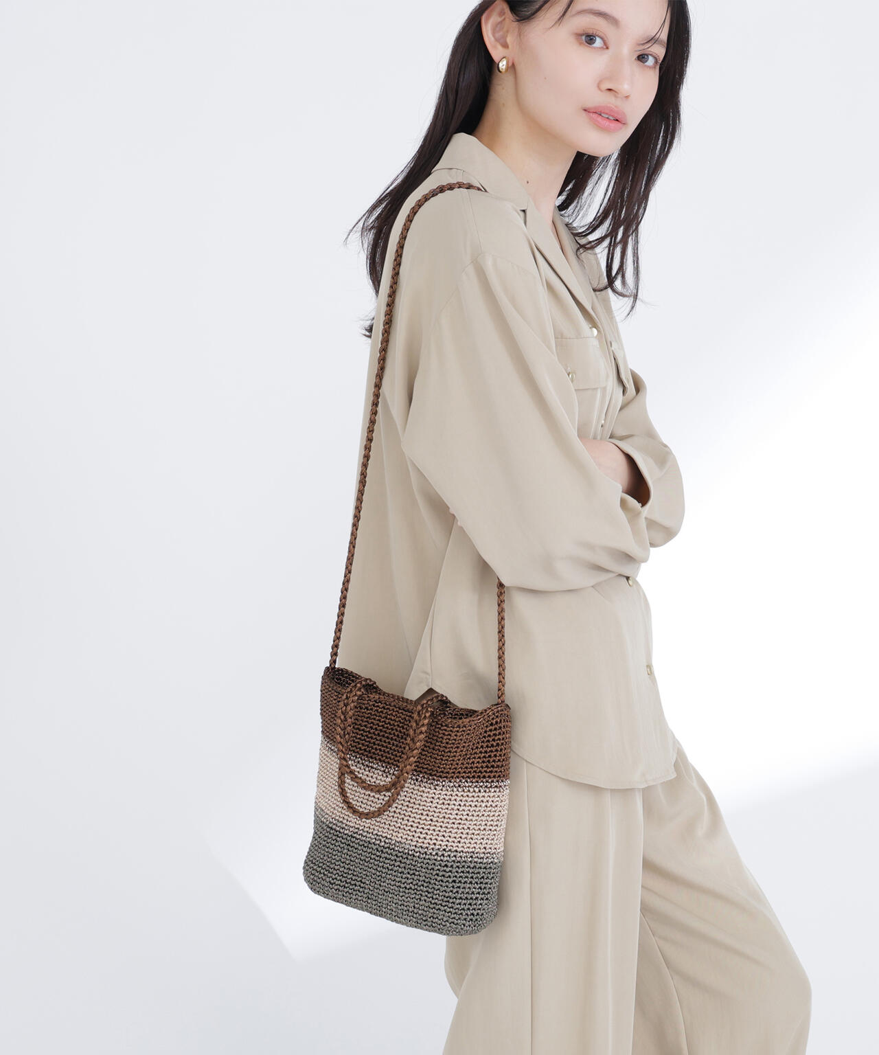 メタリックボーダー2wayバッグ