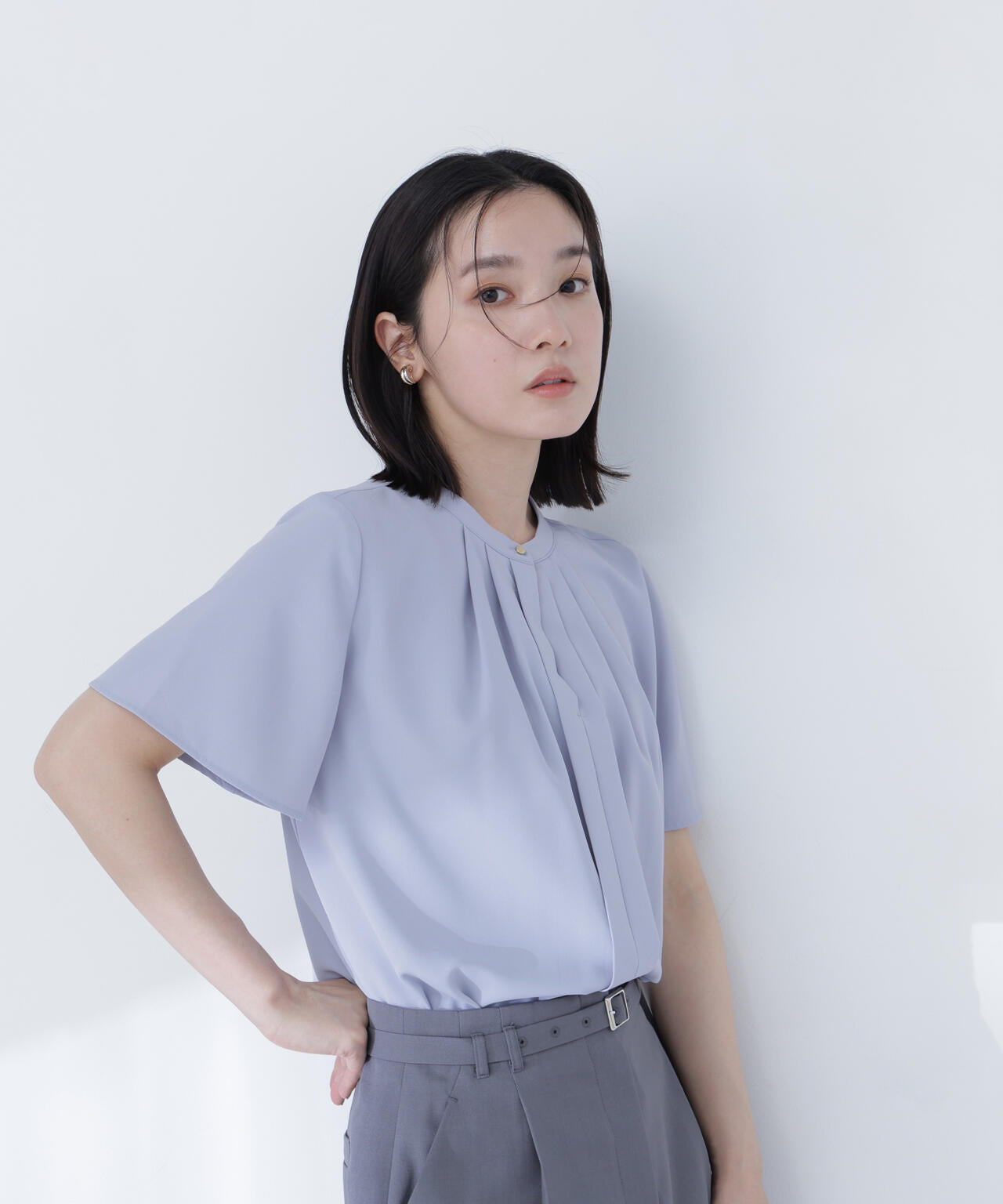 6/16 ～6/18 2buy10%OFF 対象商品】フロントタックブラウス半袖